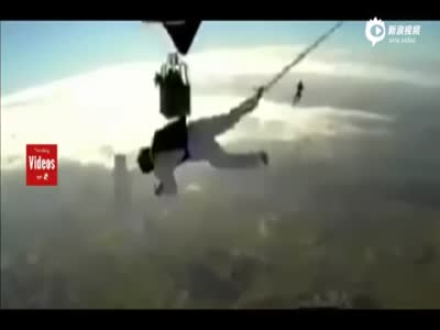 实拍法国狂人热气球间走钢索 不慎从高空坠亡