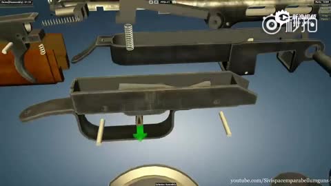 3d动画展示二战名枪波波沙冲锋枪结构原理