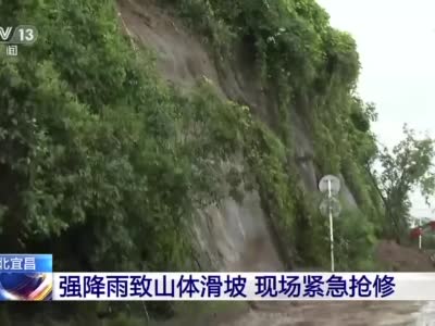 湖北宜昌强降雨致山体滑坡 现场紧急抢修