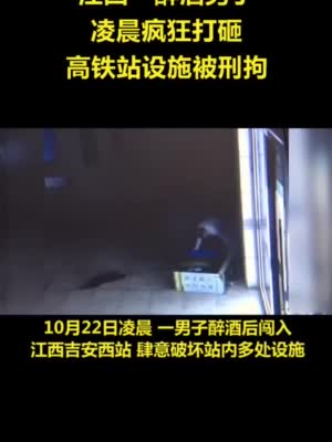 江西一醉酒男子凌晨打砸高铁站设施被刑拘