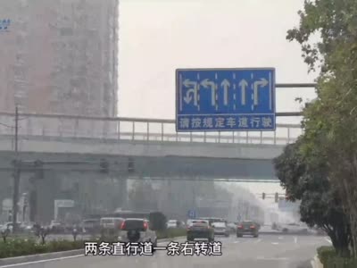 郑州一路口路牌和地面标线不一致，车友表示有点蒙