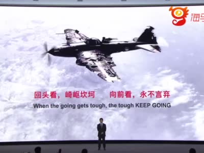 巨幅飞机图片现华为分析师大会，郭平强调有信心持续向前飞